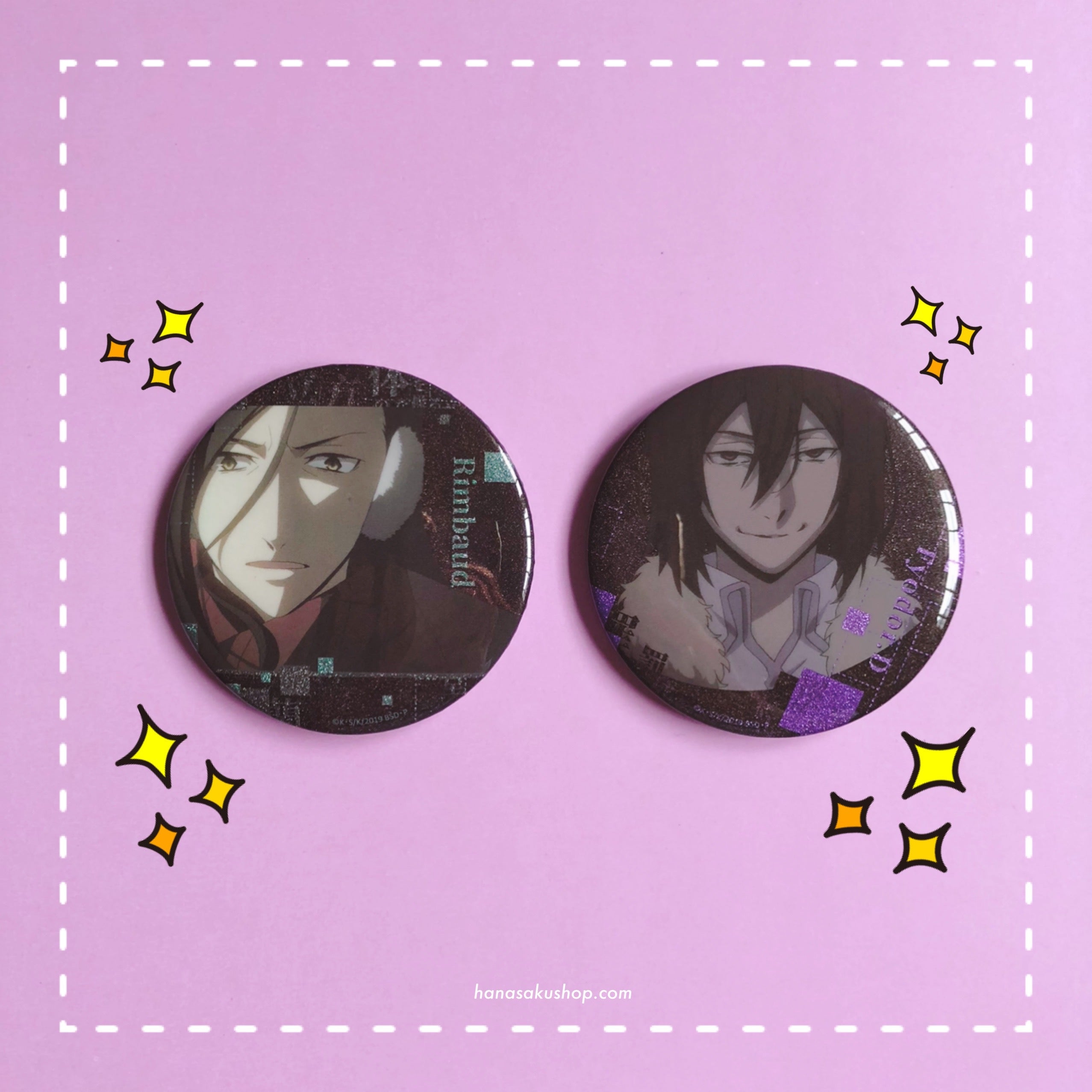 Bungou Stray Dogs Glitter Can Badge ~ Fyodor / Rimbaud