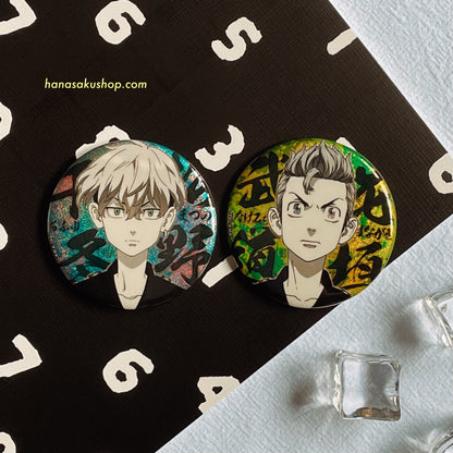 Tokyo Revengers Holo EYE Can Badge - Chifuyu & Takemicchi Set